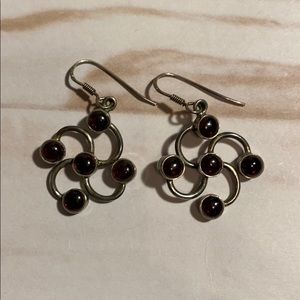 Plum colored stone and Silver Earrings!